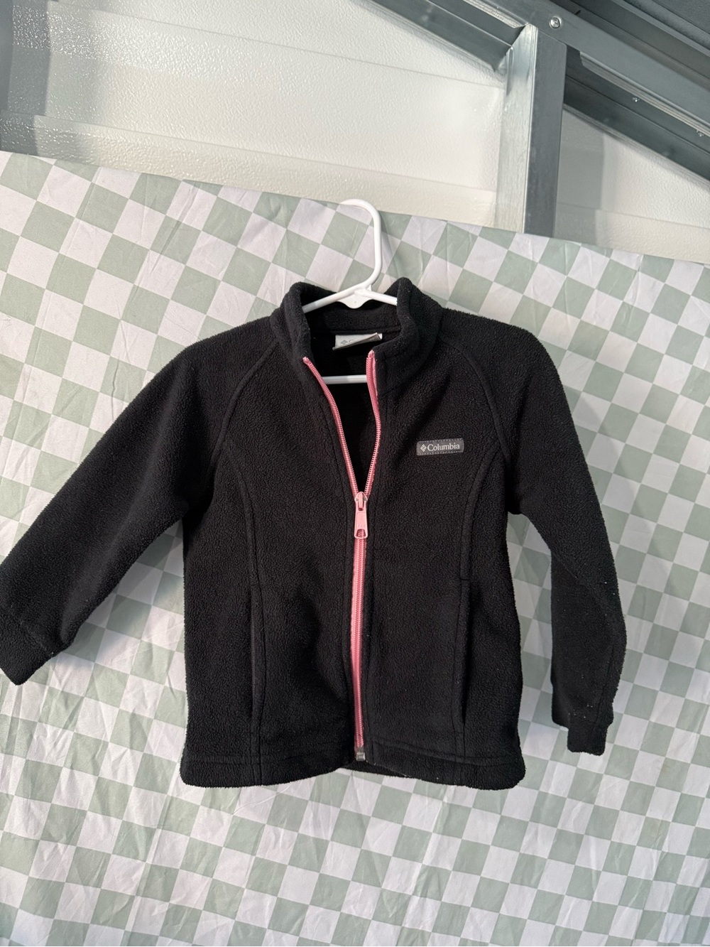 Columbia Kids Black Fleece Jacket with Pink Zipper